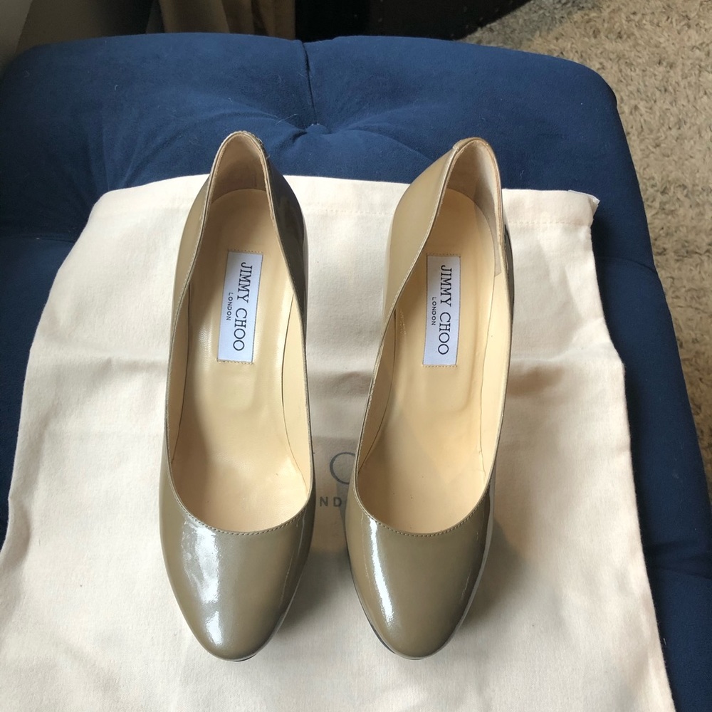 Jimmy Choo Alex Platform Pumps in Taupe